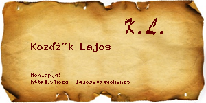 Kozák Lajos névjegykártya